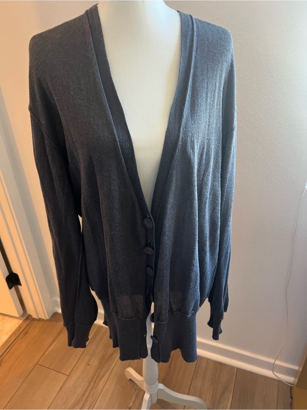 Lux Charcoal Gray Lightweight Button-Front Cardigan